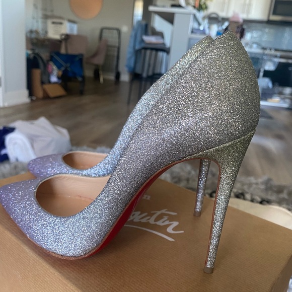 Christian Louboutin Pigalle Follies 100mm Glitter Mini Degrade - Drage Silver - Picture 13 of 15